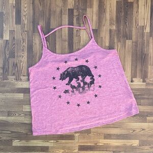 H.I.P. Bear Graphic Tank Top Pink Medium